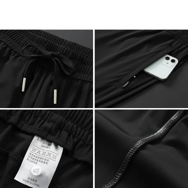 Ice Silk Men's trousers 2024 summer black-and-gray thin style business casual pants outdoor stretch breathable straight leg loos - Image 6