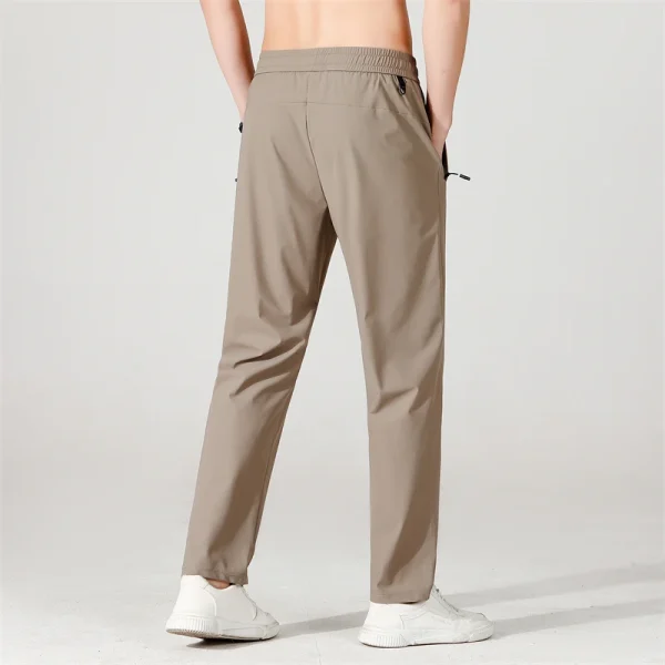 Ice Silk Men's trousers 2024 summer black-and-gray thin style business casual pants outdoor stretch breathable straight leg loos - Image 2