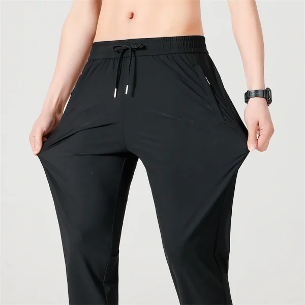 Ice Silk Men's trousers 2024 summer black-and-gray thin style business casual pants outdoor stretch breathable straight leg loos - Image 5