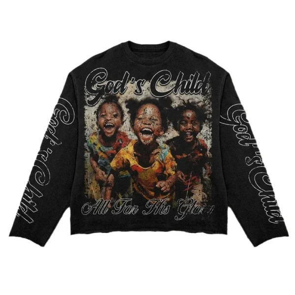 Autumn New American Street Trend Figure Letter Printed Casual Top Ins Y2k Loose Pullover Round Neck Long Sleeved Couple T-shirt - Image 4